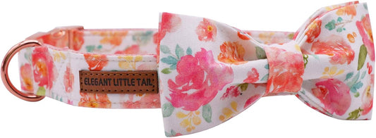 Elegant little tail Dog Collar with Bow, Cotton & Webbing, Bowtie Dog Collar, Adjustable Dog Collars for Small Medium Large Dogs and Cats