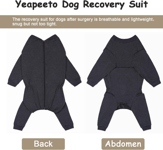 Yeapeeto Dog Onesie Surgery Recovery Suit for Large Medium Bodysuit Dogs Pajamas PJS Full Body for Shedding, Prevent Licking, Wound Protection, Cone Alternative(4XL,Dark Grey)
