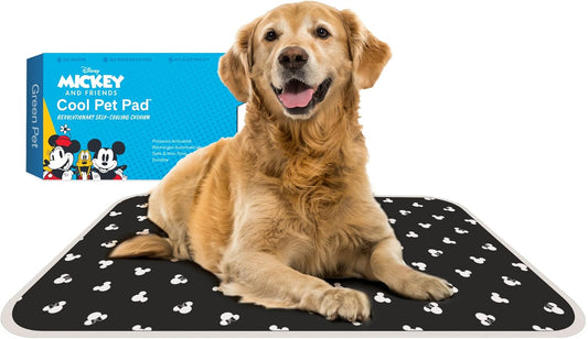 The Green Pet Shop Cool Pet Pad - Large, Disney’s Mickey & Minnie Mouse - Self-Cooling, Pressure Activated Mat for Dogs & Cats from 46-80 lbs - Non-Toxic Gel, No Water Needed