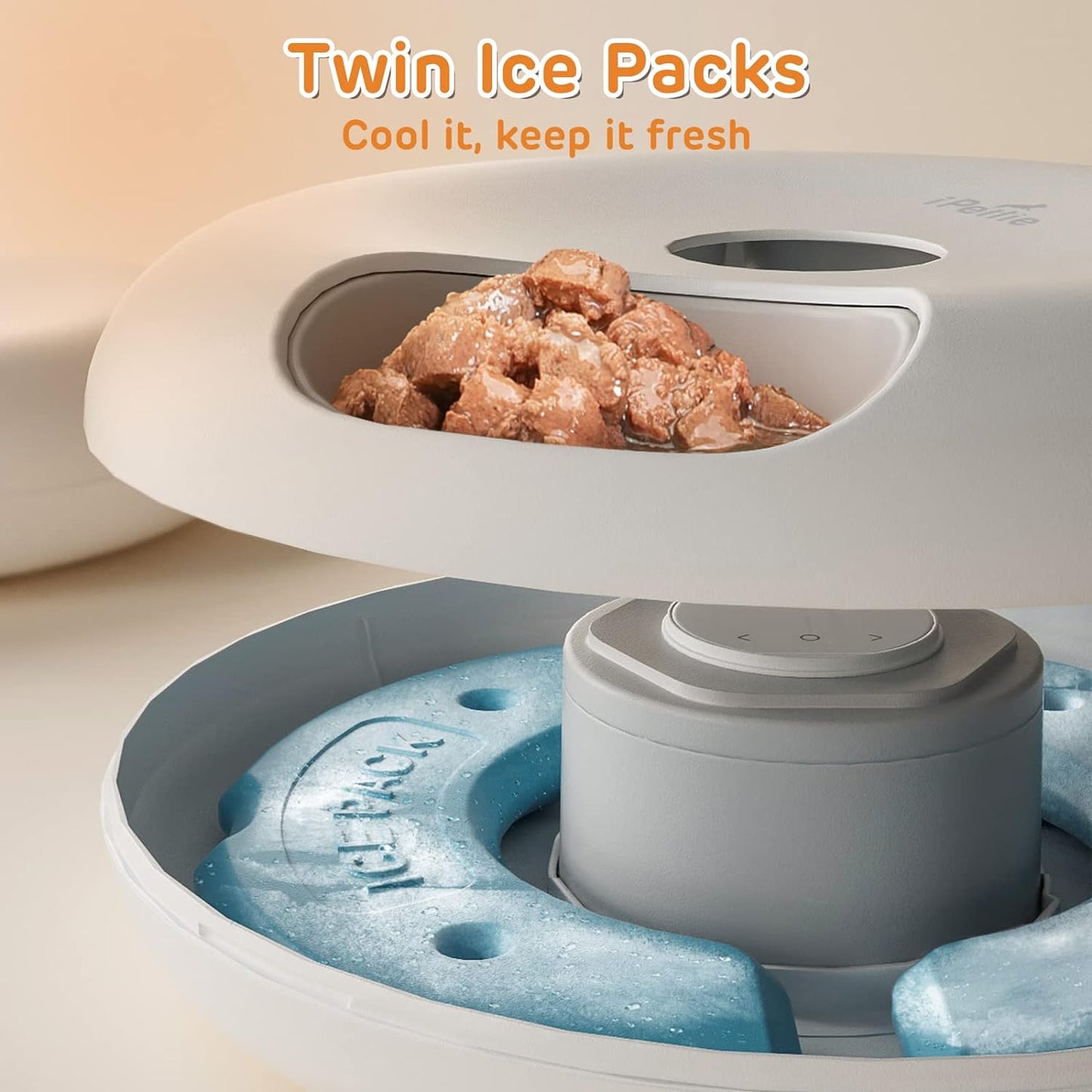 iPettie Donut Frost 6 Meal Cordless Automatic Pet Feeder, Dry & Wet Food Automatic Cat Feeder with Two Ice Packs, Rechargeable Massive Battery, Programmable Timer, Holds 6 x ½ lb. of Food