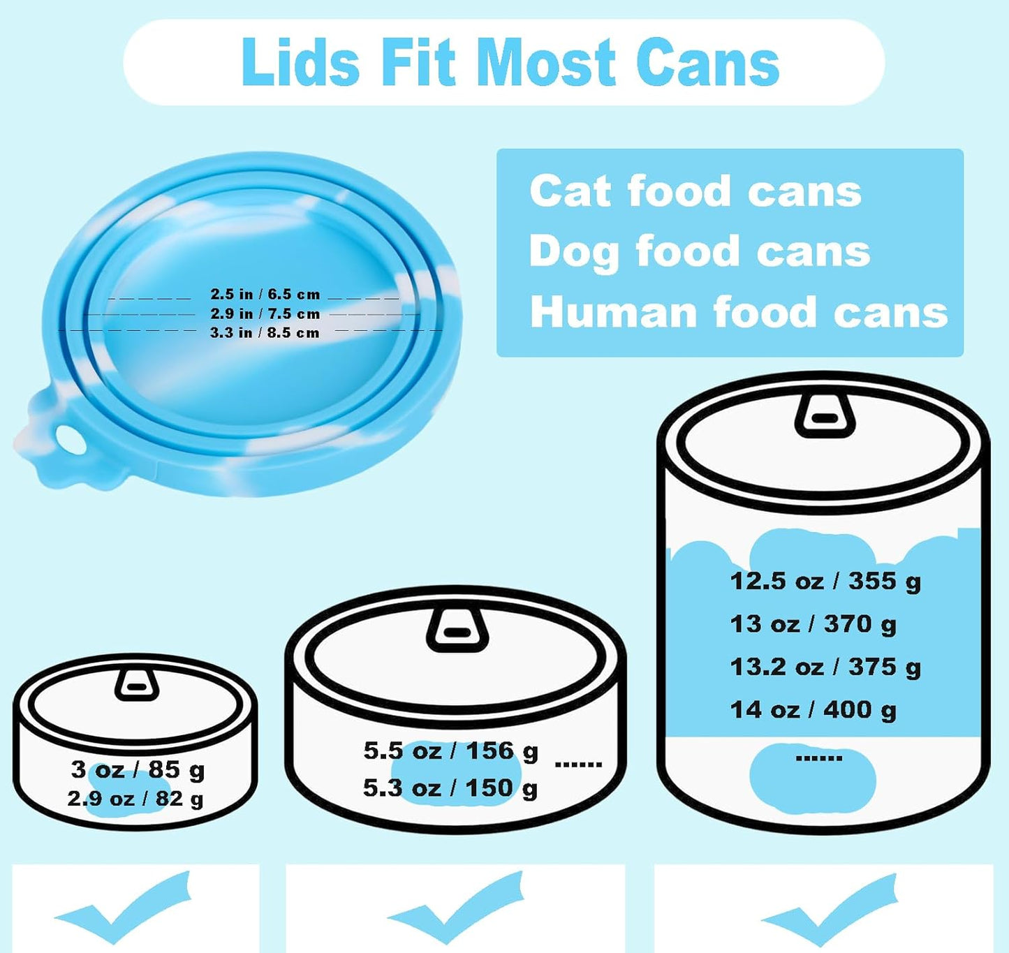 Comtim 5 PCS Pet Food Can Lids & Spoons Set - Silicone Dog Cat Food Can Covers Lids Top/Multi-Function Cat Food Spoon Spatula Can Opener for Wet Food/Long Handle Spoon Easy to Scoop Food