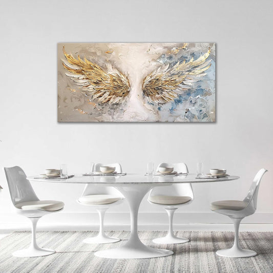 Large Angel Wings Wall Art Golden Abstract Extra Canvas Living Room Pictures Framed Prints Aesthetic Oversize Wall Decor Big Painting Artwork for Bedroom Dining Office Home 60"x30"