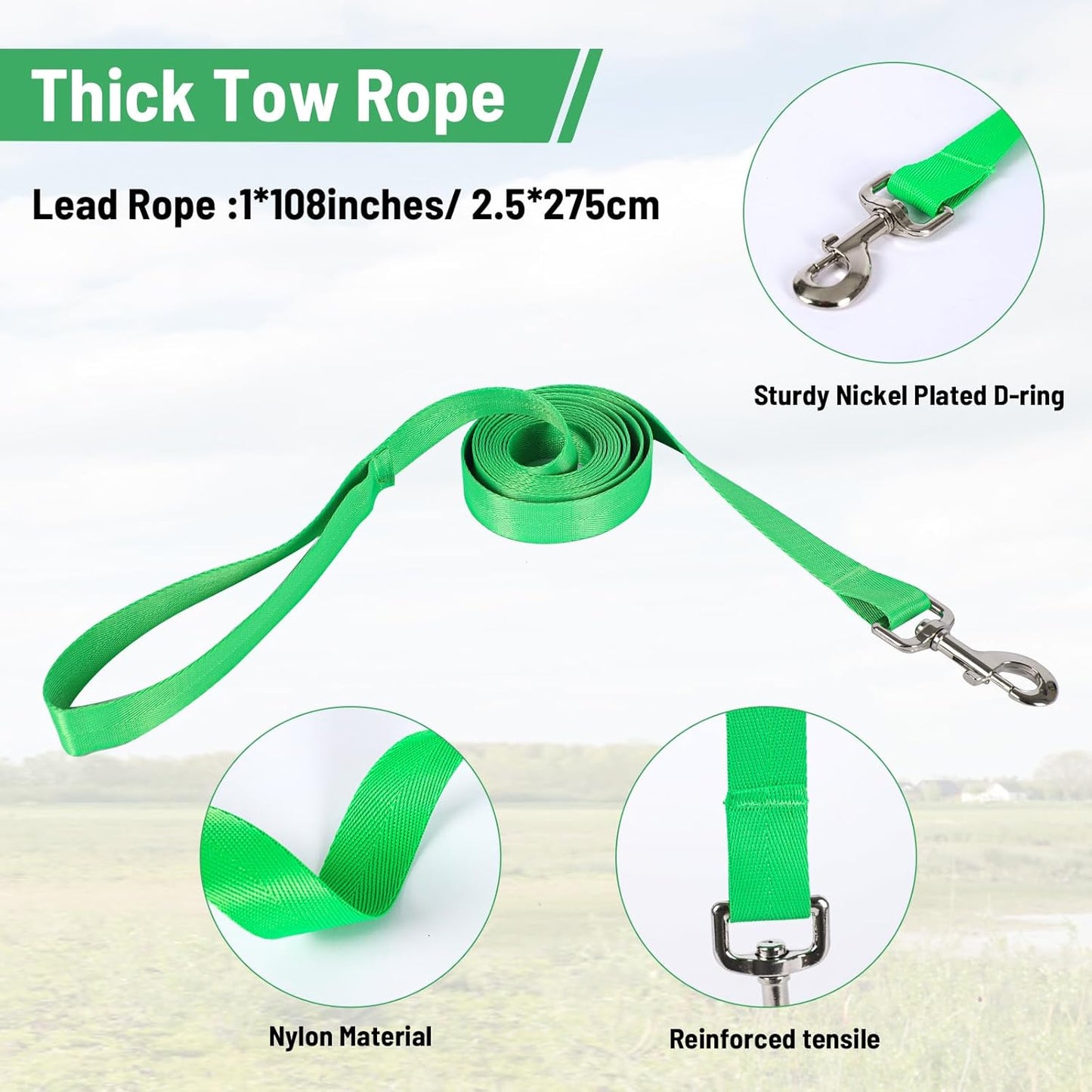 XUANNIAO Easily Adjustable Figure 8 Cow Halter, Double-Ply Premium Livestock Cattle Halters, Colorful Cow Utility Calf Halter with Leading Rope for Miniature Horse Donkey Goat Foal (Medium, Black)