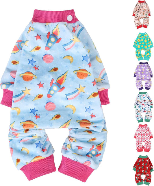 BEAUTYZOO Dog Pajamas Large Sized Dog, Summer Doggie Pajamas for Boy Girl, Soft Strechy Cotton Puppy Pjs Jammies Onesies for Men Women, Pet Jumpsuit Body Suit Cat Apparel Clothes, Blue XXL