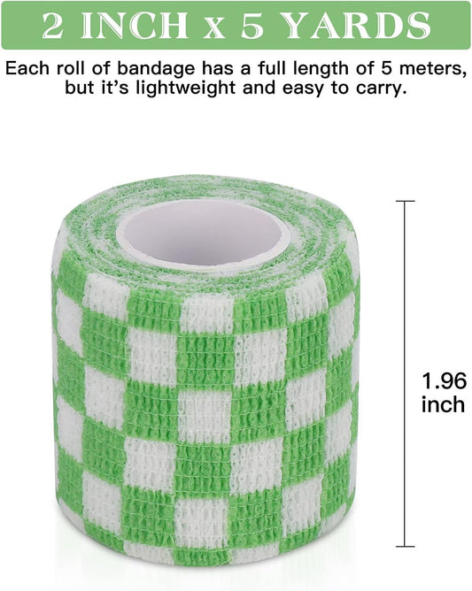 Vet Wrap Self Adhering Bandage Wrap Cohesive Bandage Multi-Function Wrap Tape for Dogs Cats Horses Birds Animals Non-Woven Strong Sports Tape for Wrist Healing Ankle Sprain & Swelling 12 Rolls