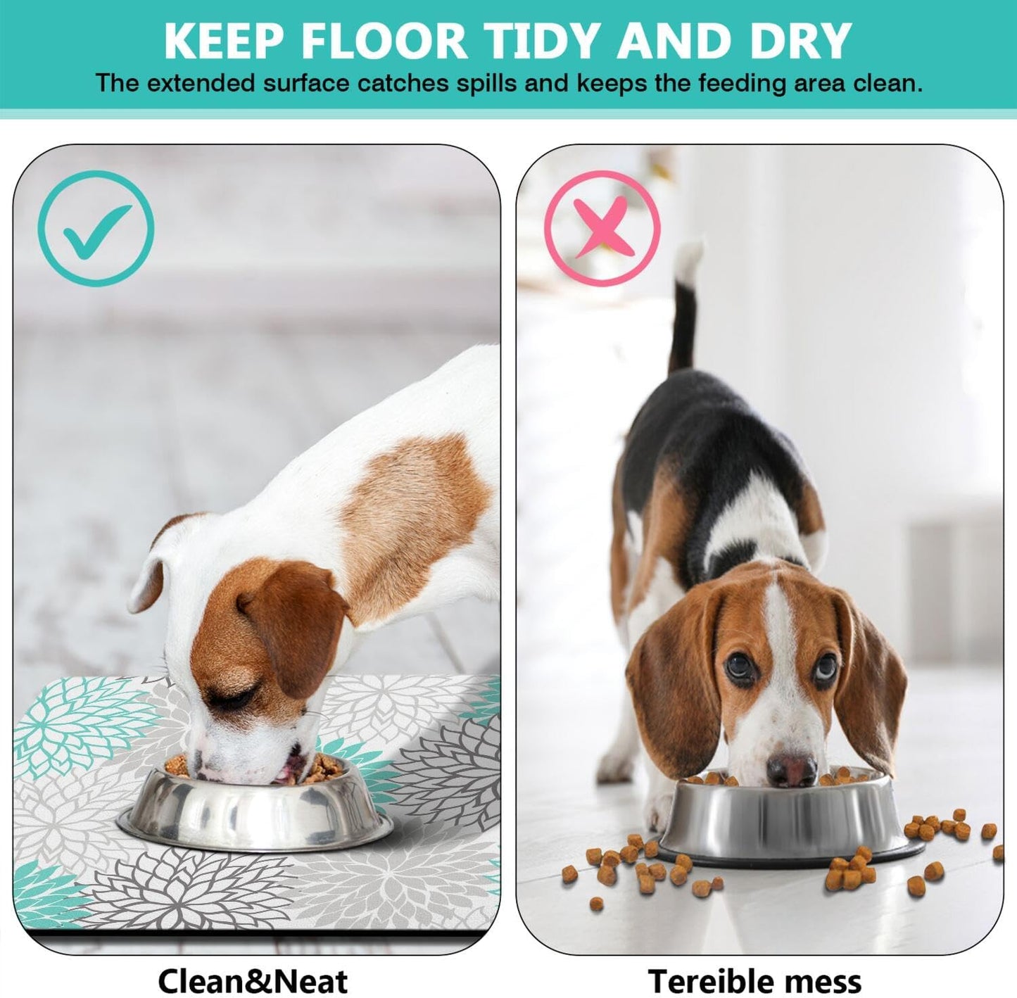 Pet Feeding Mat for Floors Waterproof Dog Mat for Food and Water Absorbent Quick Dry Non Slip mat for Cat Bowls