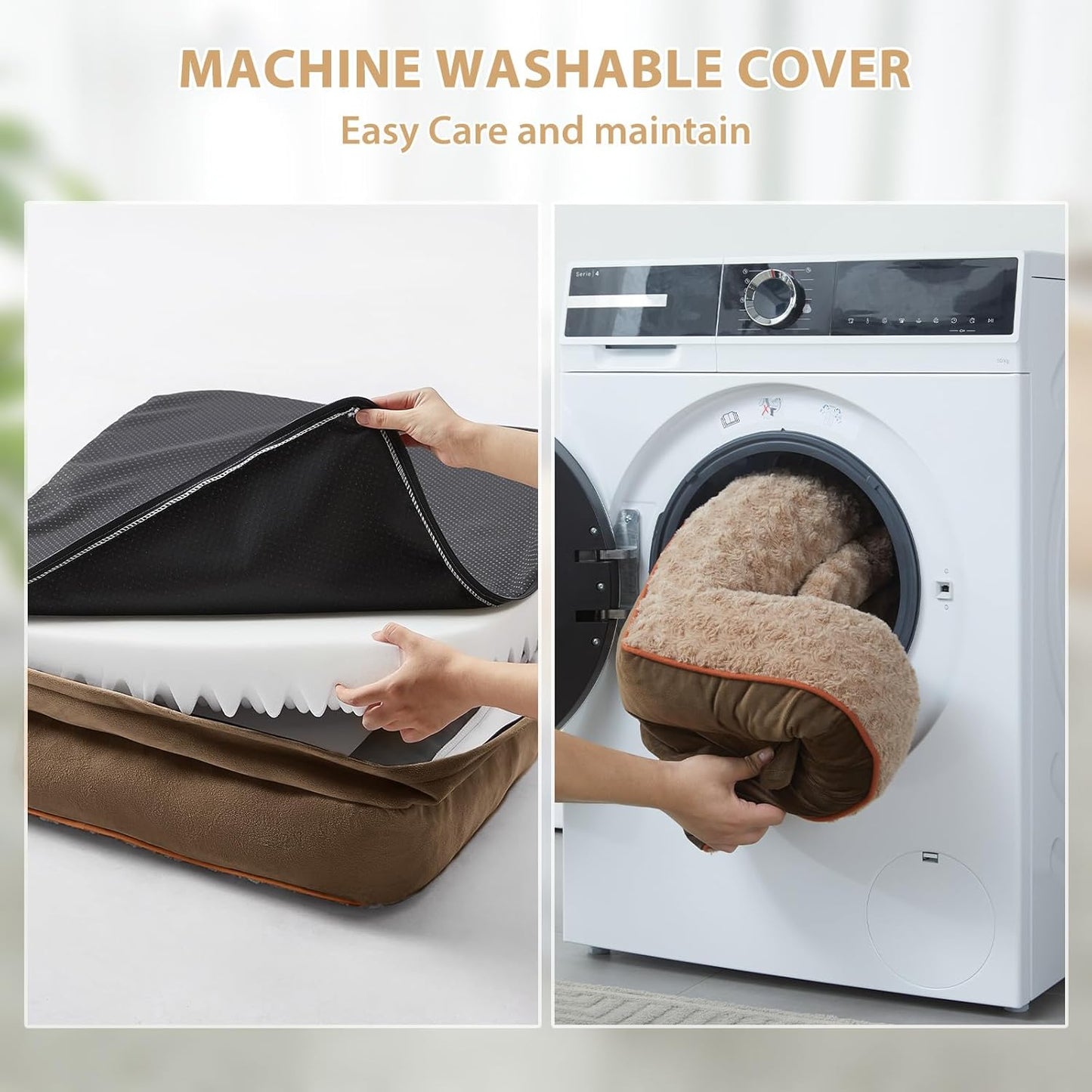 BFPETHOME Orthopedic XXL Dog Bed for Extra Large Dogs, Waterproof Sofa with Sides, Non-Slip Bottom and Egg-Crate Foam Couch Bed with Washable Removable Cover