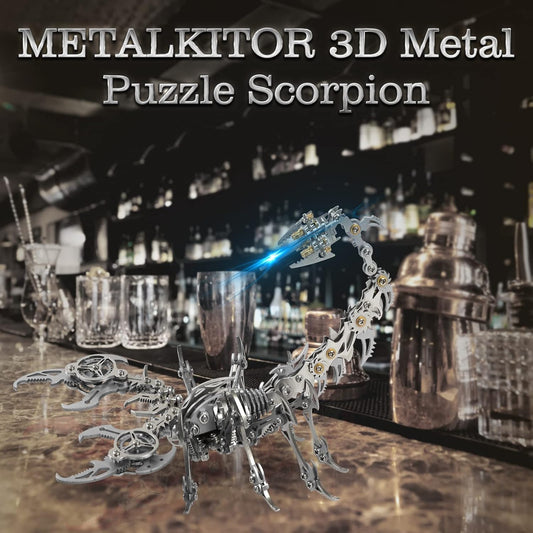 Scorpion 3D Metal Puzzles Kits for Adults Teens – 454 Pcs – Mechanical Assembly Models – 4 Hours to Build – Ideal for Gifts and Decorations (Silver)