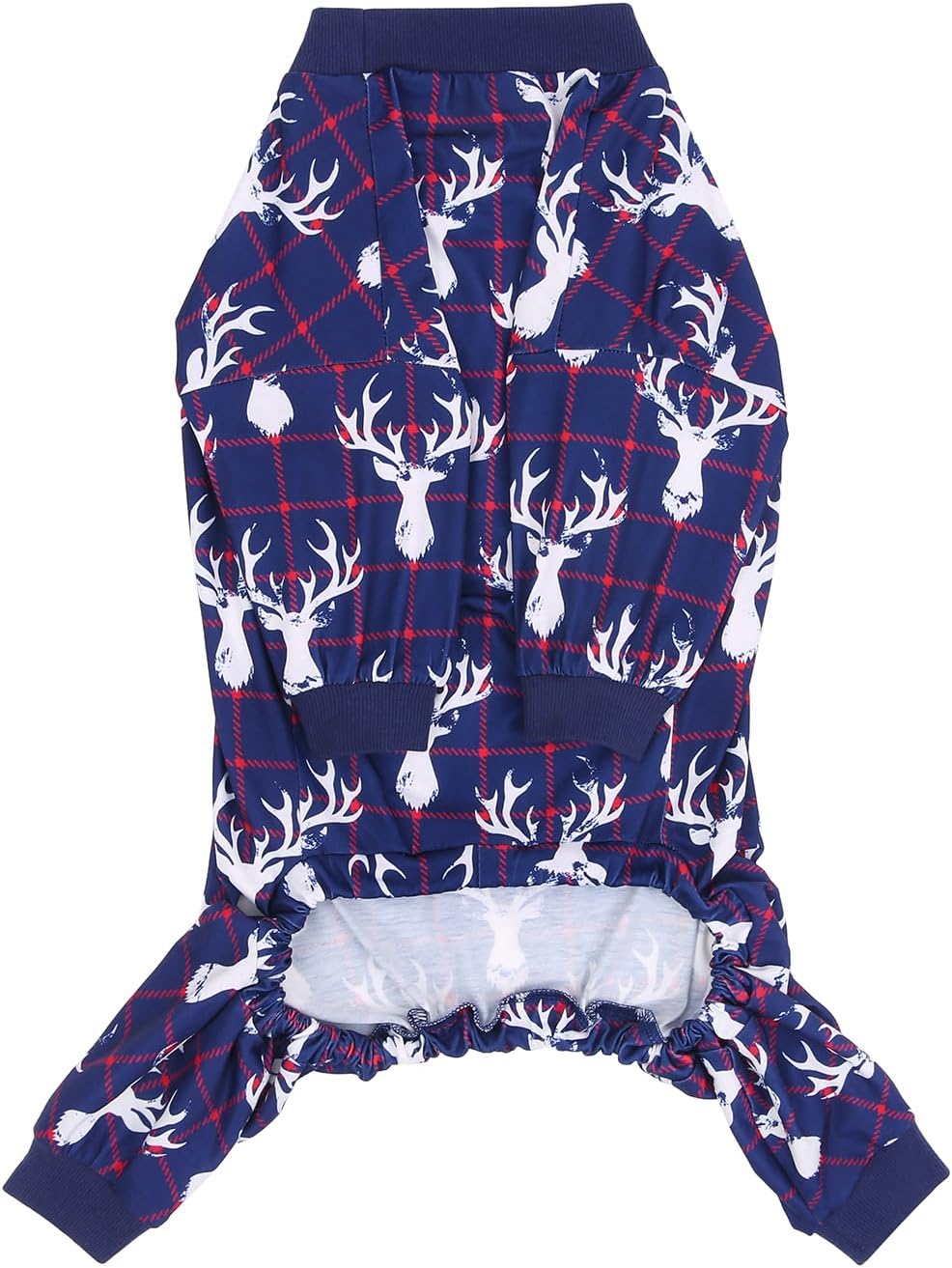 HDE Dog Pajamas One Piece Jammies Jumpsuit Pet Clothes Outfit Stretchy Lightweight Comfy Shirt Pjs for M-3XL Dogs Reindeer - L