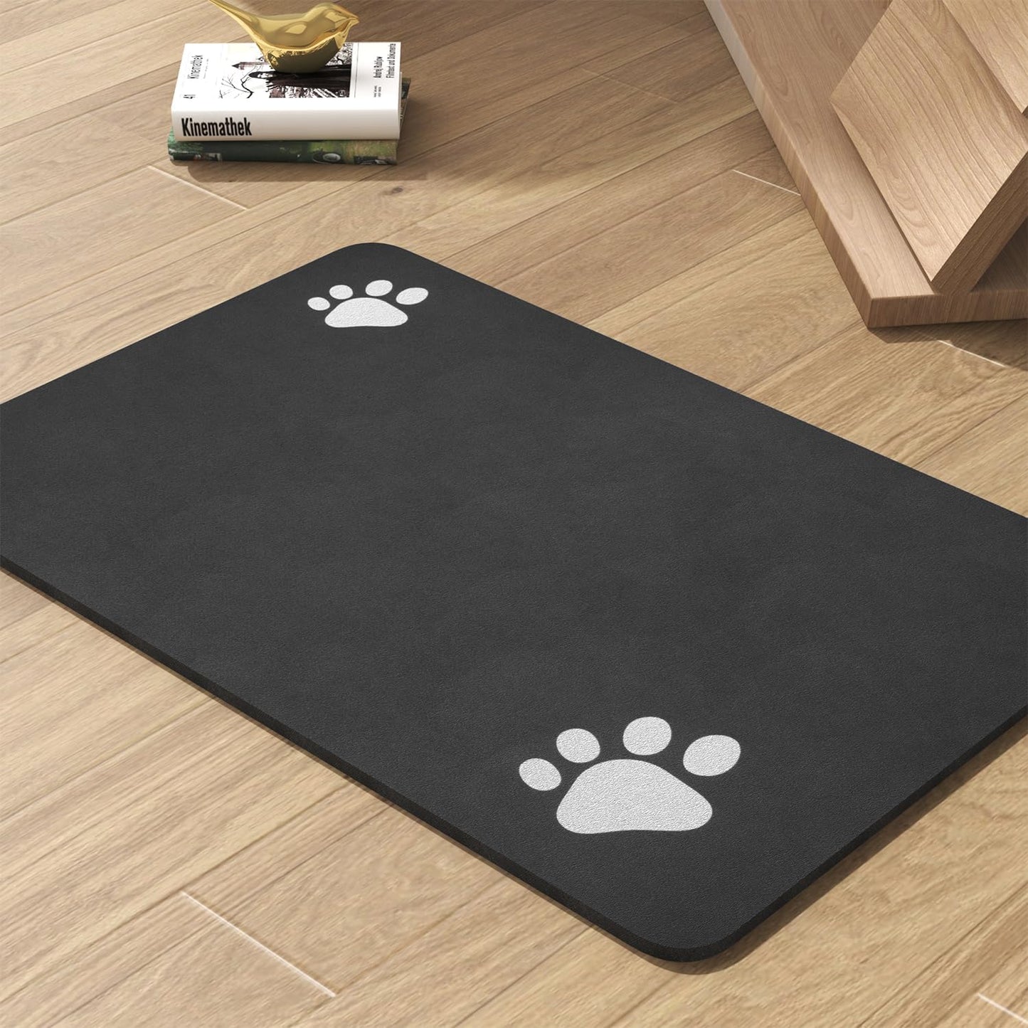 Pet Feeding Mat-Absorbent Dog Mat for Food and Water Bowl-No Stains Quick Dry Water Dispenser Mat-Dog Accessories Pet Supplies-Bowl for Messy Drinkers（Black,17"x28"