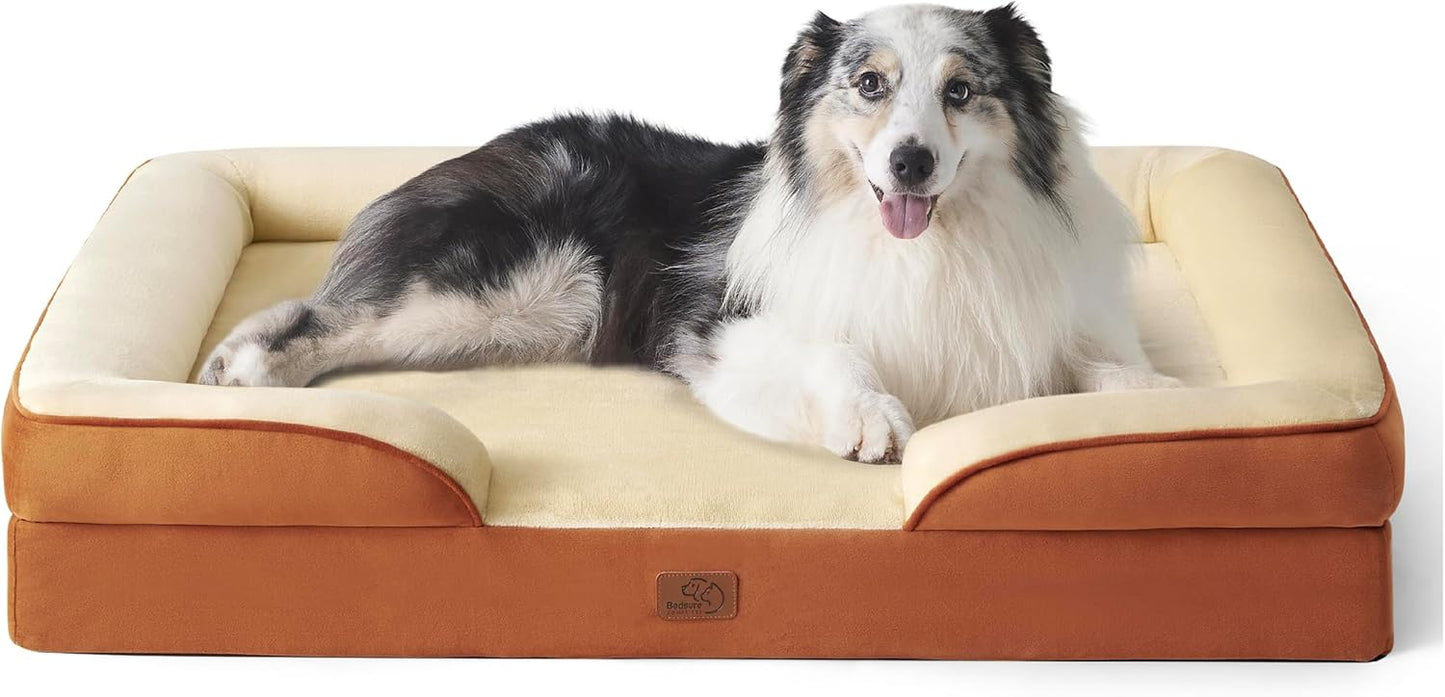 Bedsure XL Plus Orthopedic Dog Bed for Extra Large Dogs - Washable XLarge Dog Cat Bed Waterproof, Comfort Dogs Couch Sofa with Washable Removable Cover, Pet Bed with Nonskid Bottom, Ember Clay, 48"