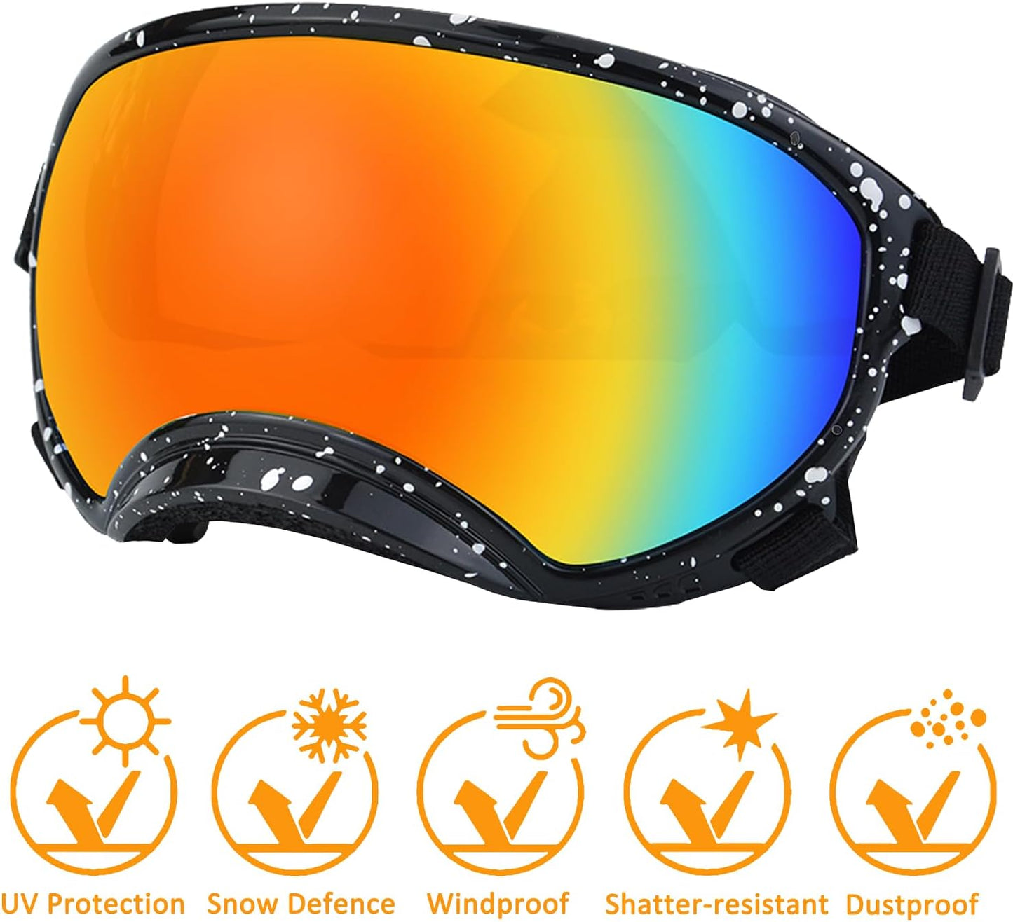 Medium Dog Sunglasses with Adjustable Strap UV Protection, Winproof Dog Puppy Sunglasses, Suitable for Medium Dog Pet Glasses, Dogs Eyes Protection,Soft Dog Goggles