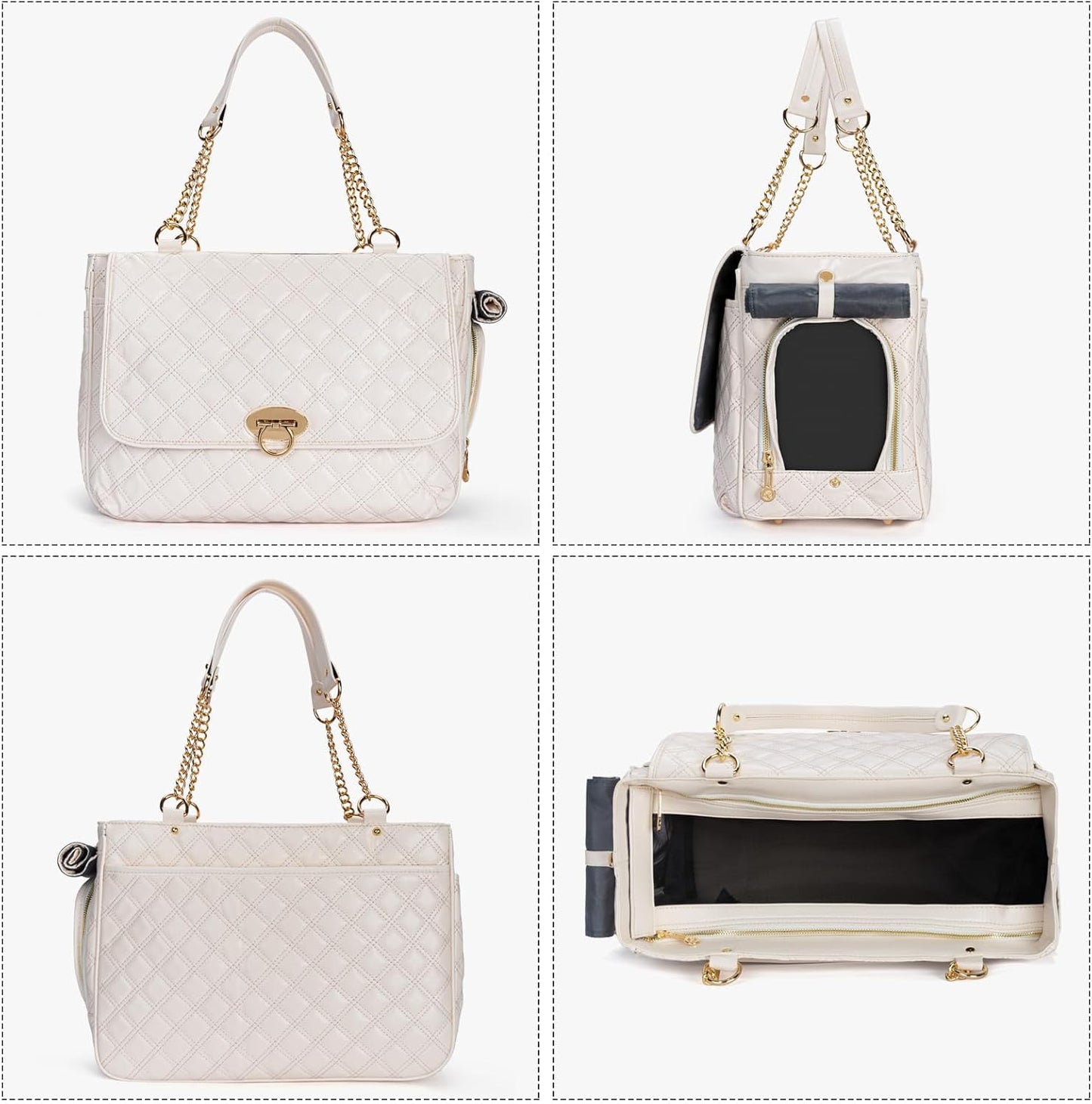 Fashion Pet Carrier Dogs Cat Small Animals Purse Bag, Leather Pet Carriers Dog Puppy Kitten Tote Travel Handbag TSA Airline-Approved