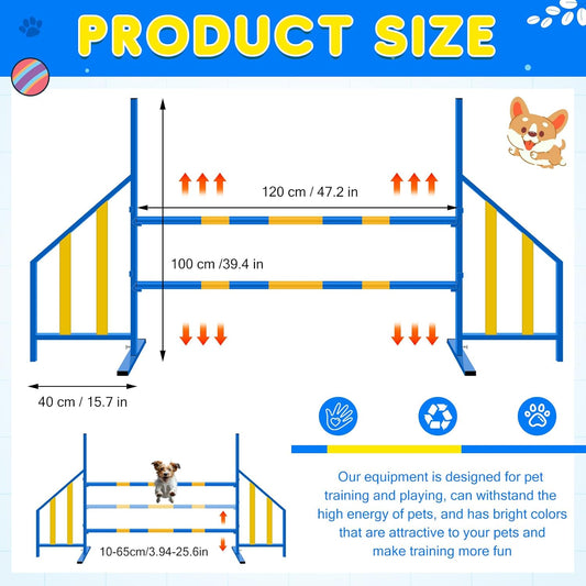 Agility Wing Jumps with Bar Dog Training Hedge Adjustable Pet Hurdles Jump Bars for Indoor Outdoor Dog Pet Agility Course Game