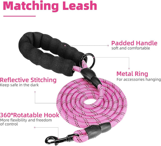 PUPTECK No Pull Dog Harness Small Sized, Adjustable Reflective Dog Harness with Handle Easy Control, Comfortable Soft Padded Pet Vest Harness for Small Dogs, Plaid Pink S