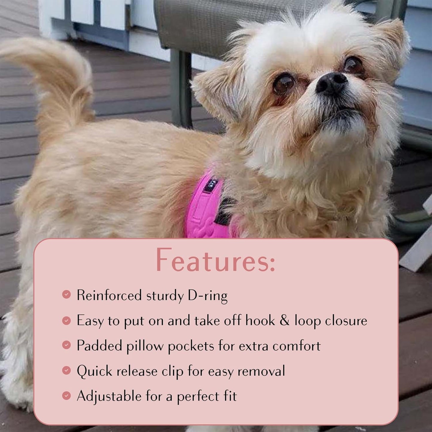 Comfort fit Step-in Dog & Puppy Harness - Comfortable All Weather Dog Vest Harness: Adjustable, Soft Padded, Easy to Put-on for Small, Medium-Sized Dogs.