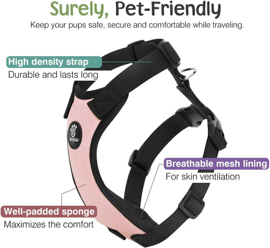 Dog Seat Belt, Safety Vest Dog Car Harness with Adjustable Buckle Dog Seat Belt for Vehicle Nylon Pet Safety Seat Belts Heavy Duty(L, Pink)