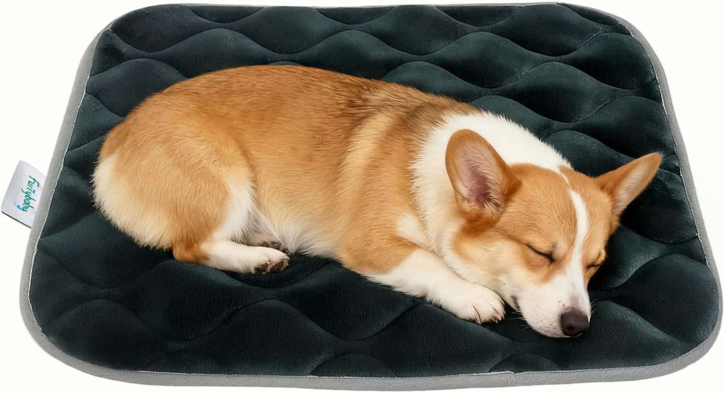 furrybaby Dog Crate Pad for Dog Cages Flat Crate Mat Kennel Pad with Anti-Slip Bottom Machine Washable for Pet Bed Sleeping (S 24x18'', Grey Mat)