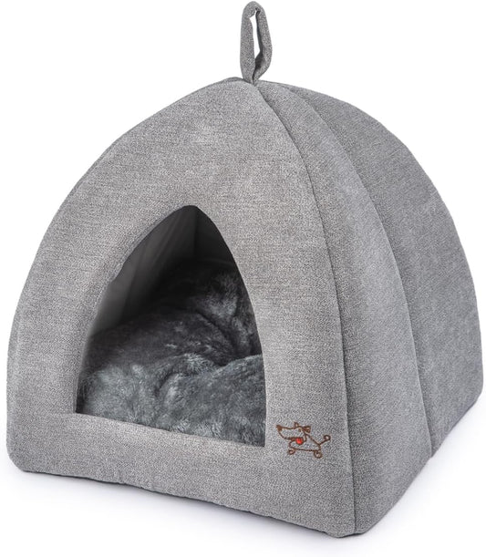 Best Pet Supplies Pet Tent-Soft Bed for Dog and Cat by - Gray, 16" x 16" x H:16"