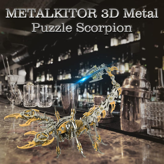 Scorpion 3D Metal Puzzles Kits for Adults Teens – 454 Pcs – Mechanical Assembly Models – 4 Hours to Build – Ideal for Gifts and Decorations (Golden)