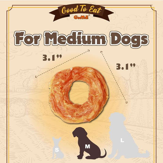 Gootoe Turkey Tendons for Dogs –All-Natural, Hypoallergenic Dog Treats, Rawhide Alternative, Long Lasting Puppy Chews, Healthy Dog Treats for Medium Breeds, Ring (M), 3 Count Pack