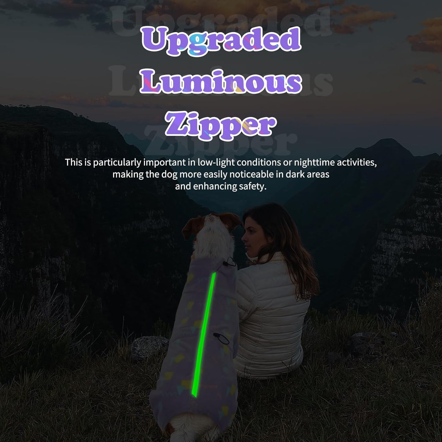 ROZKITCH Dog Leg Warmers for Medium Dogs, Pet Windproof Warm Cold Weather Jacket Vest with Luminous Zipper, Jumpsuit Apparel Outfit Clothes for Small Medium Large Dog Geometry M