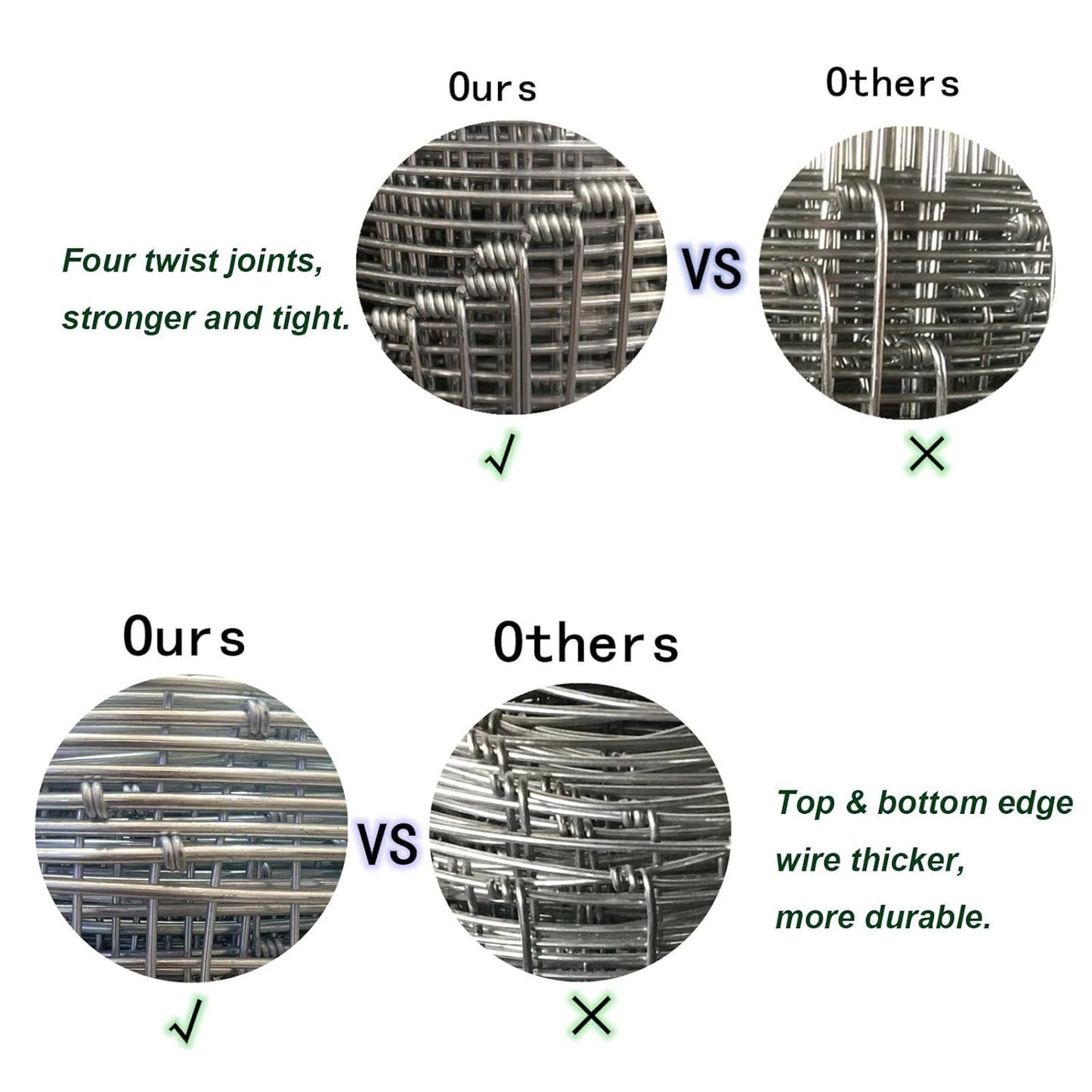 Farm Fence 5x164FT, Galvanized Wire Fencing, Zinc Coated Cattle Fences Used to Hog Goat Fencing for Yard Garden and Field