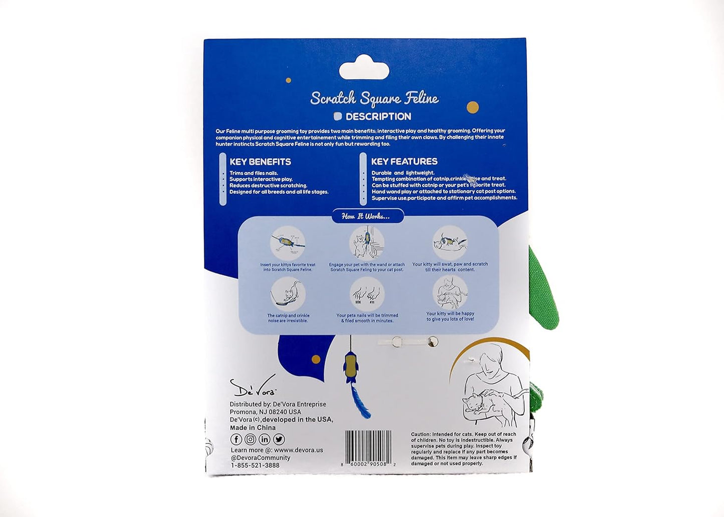 De' Vora Cat Scratcher Toy - Scratch, Play & File - Catnip Toys for Scratching Post - Cat