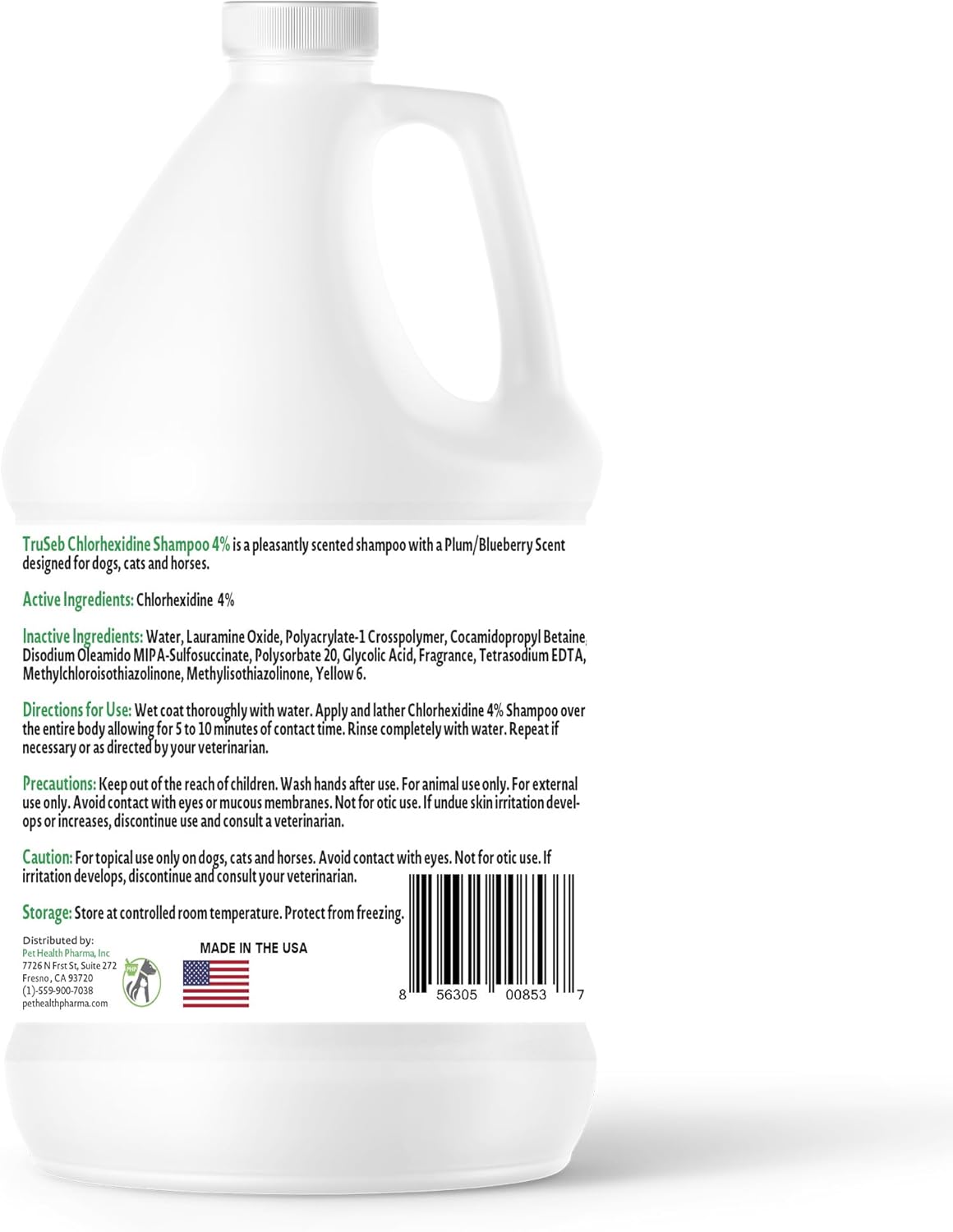Topical Chlorhexidine 4% Shampoo for Dogs, Cats & Horses (Gallon)- with Aloe for Cleansing (USA) (Chlorhexidine 4% Shampoo, 1 Gallon)