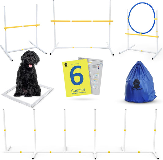 Ruby & Friends Dog Agility Equipment: Create 6 Sturdy Obstacle Courses with Our Dog Agility Course Backyard Set, Including Weave Poles, Ring Jumps and Hurdles with This Obstacle Course for Dogs