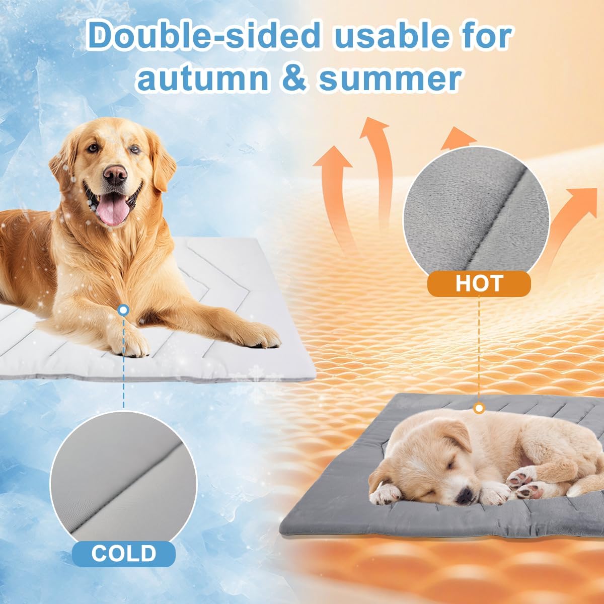 Dog Cooling Mat for Large Dogs 40 x 28''Self Coolings Foldable Cooling Pad,Q-MAX>0.5 Washable Ice Cool Fabric-Cool on Contact，Easy Washable Pet Pad for Kennel Sofa Floor Car Seats in Summer