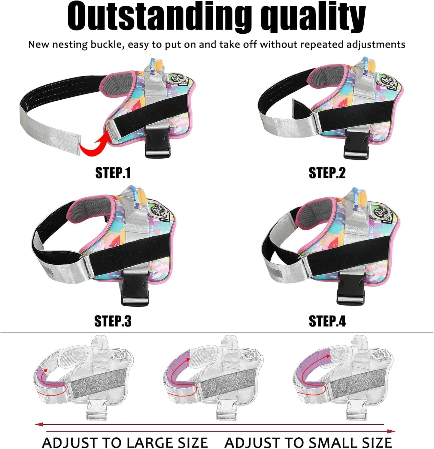 Bolux Dog Harness, No-Pull Reflective Dog Vest, Breathable Adjustable Pet Harness with Handle for Outdoor Walking - No More Pulling, Tugging or Choking (Medium (Pack of 1), OilPainting)