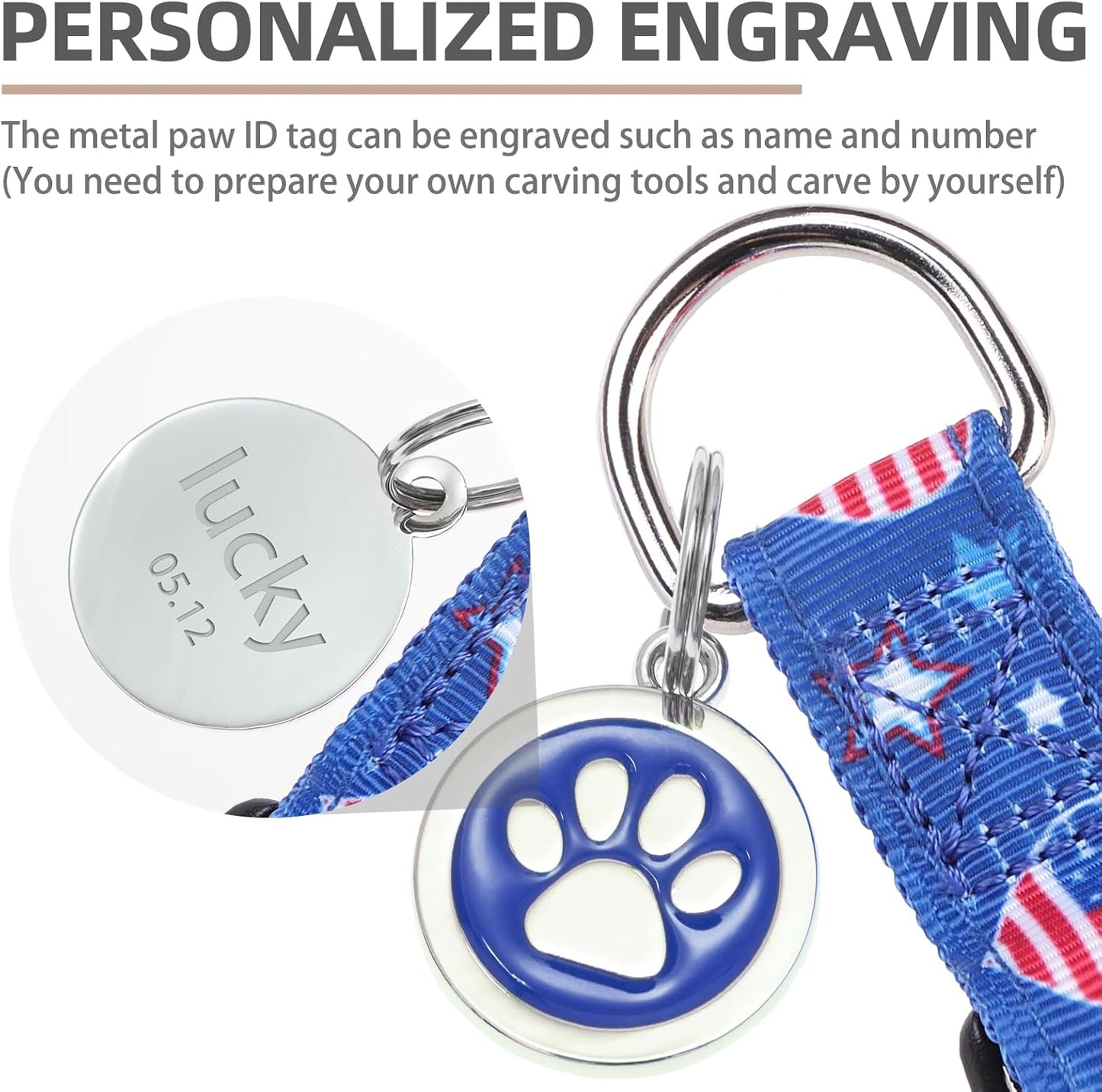 PUPTECK No Pull Dog Harness Soft Adjustable Basic Nylon Step in Puppy Vest Outdoor Walking with ID Tag, American Flag, S