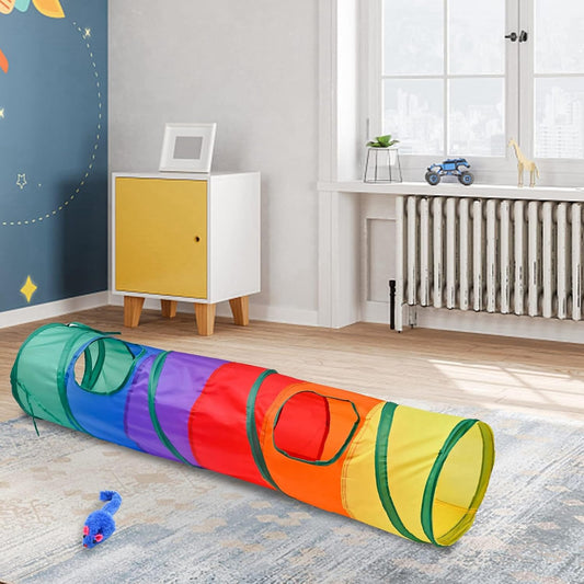 iCAGY Cat Tunnel for Indoor Cats Interactive, Rabbit Tunnel Toys, Pet Toys Play Tunnels for Cats Kittens Rabbits Puppies Crinkle Pop Up Rainbow 45"