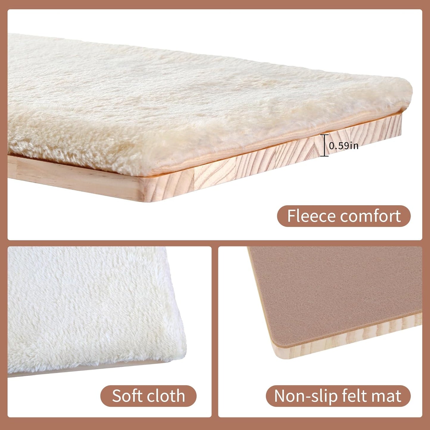 Wall Mounted Cat Climber Set, Cat Wall Shelves,Cat Wall Furniture Set,with Hammock,Jumping Boards,Sofa,Steps,Scratching Post,Hanging Ball and Felt Pads, Suit for Cats Climb, Jump,Scratch-Beige