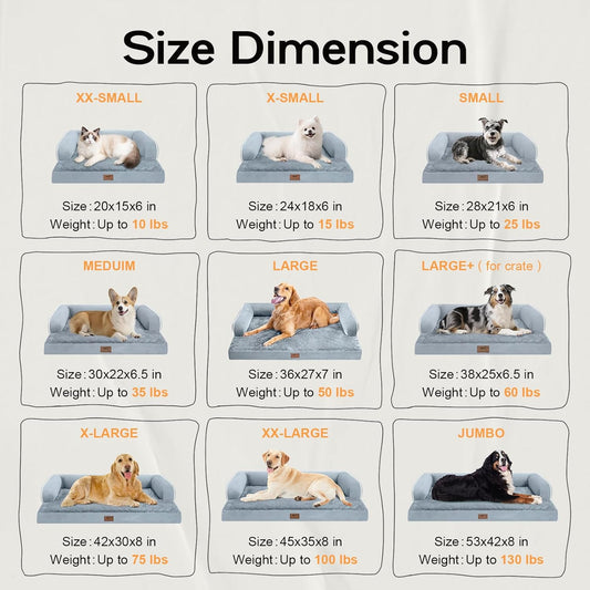 Small Dog Bed Waterproof Orthopedic Dog Beds for Medium Sized Dogs Comfy Pet Cat Bed with Sides, Washable Removable Cover