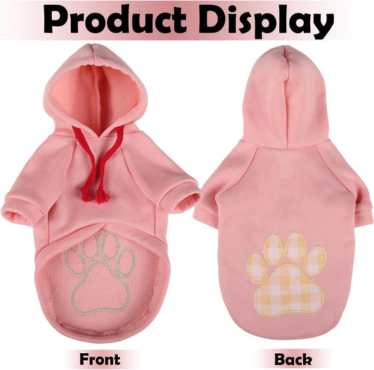 SAWMONG Dog Hoodie,Flannel Pet Hooded Sweater with Hat Puppy Pullover Sweater Shirt,Dog (Pink,XL)