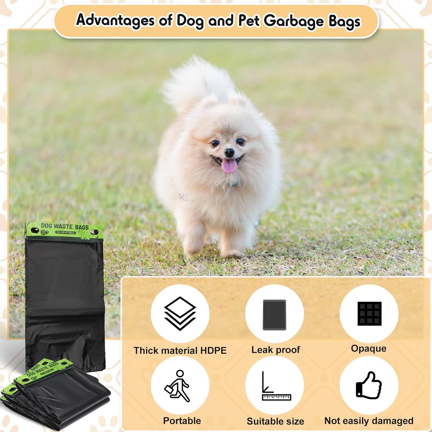 Ireer 5000 Pcs 50 Counts 5000 Pcs Header Bag Bulk Dog Pet Waste Bags Poop Easy Single Pull for Poop Dog Waste Station Fit Hang Hole Dispenser Home Outdoor (Black)
