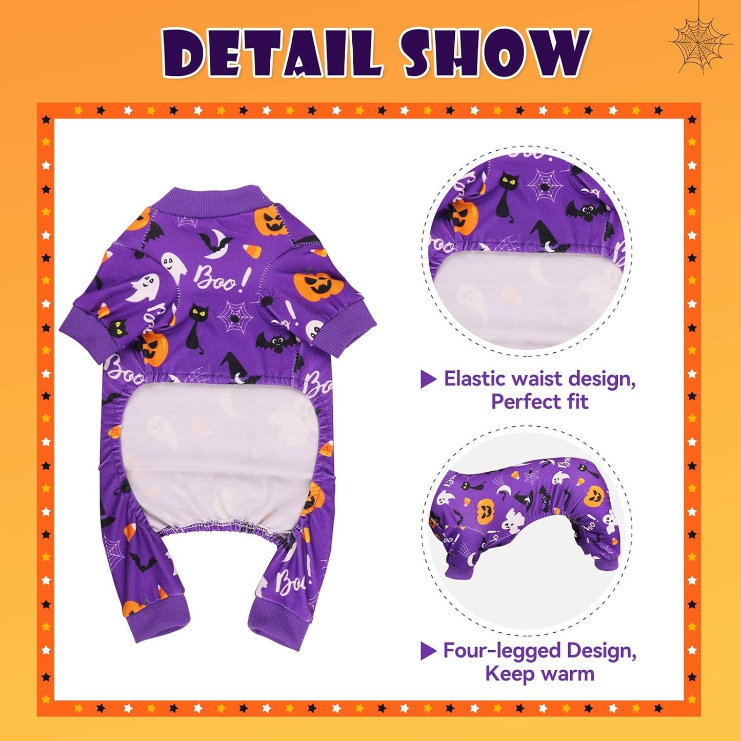Dog Halloween Pajamas Dog Costumes Pjs Stretchy Funny Pet Costumes Clothes Pet Outfit Pajamas for Large Dogs(L)