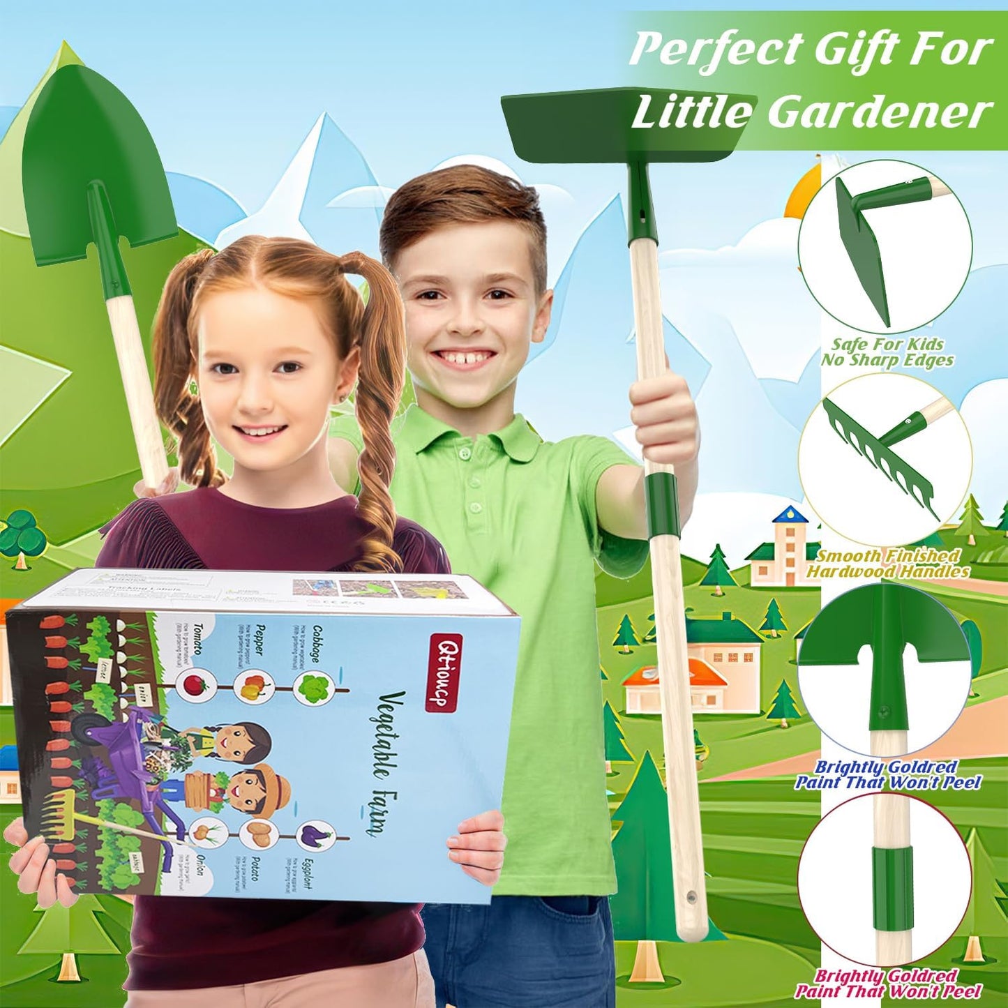 Kids Gardening Tools Outdoor Toys Set Backyard Play with Wheelbarrow Educational STEM Learning Pretend Toys Outdoor Indoor for Toddlers Kids Boys Girls