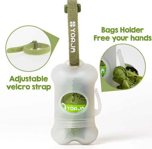 YORJA Dog Poop Bags Rolls with Dispenser & Holder, 510 Pet Waste Bags, 100% Leak Proof Extra Thick and Strong Corn Starch Blend