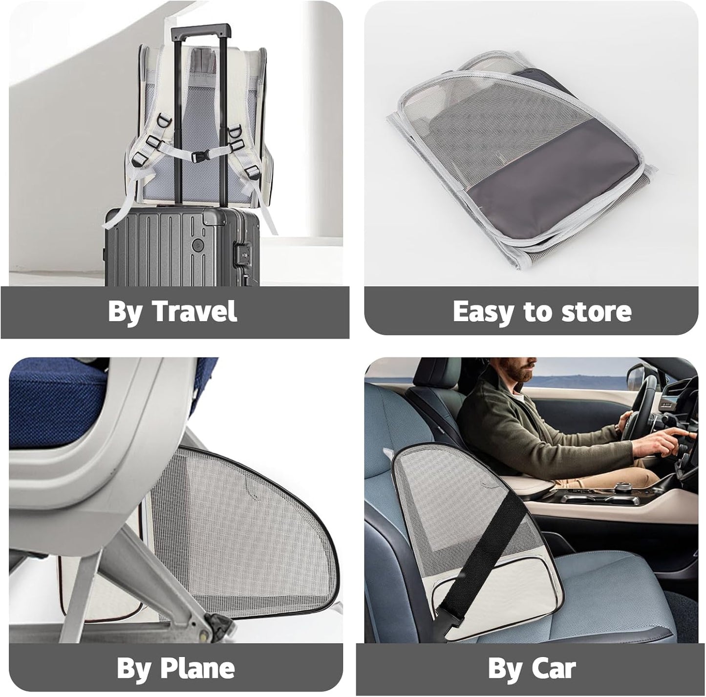 Cat Backpack Carrier,Pet Carrier Airline Approved for Small Dog Cat Puppy Kitten Bunny,Ventilated Mesh Design Animal Backpack for Hiking Camping Travel Bag (Creamy White)