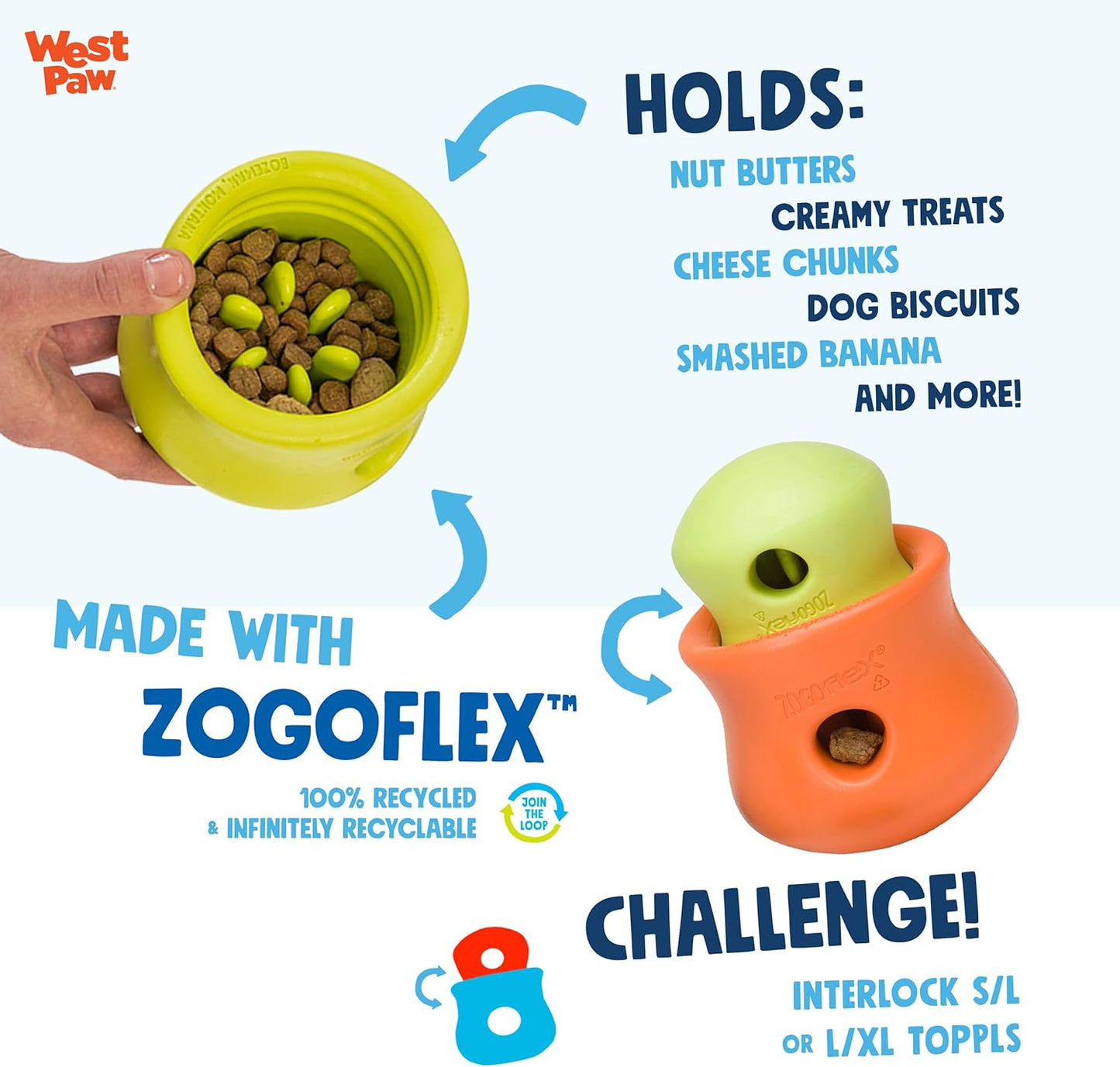 WEST PAW Zogoflex Limited Edition Toppl Treat Dispensing Dog Toy Puzzle – Interactive Chew Toys for Dogs – Dog Toy for Moderate Chewers, Fetch, Catch – Holds Kibble, Treats, Small 3", Bubblegum