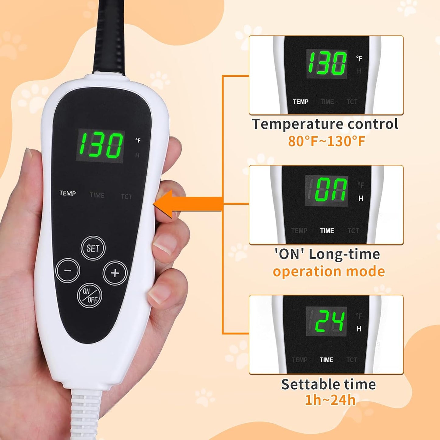 Cat Heating Pad, 17×13 In Heated Cat Bed With Intelligent Constant Temperature Switch, PVC Waterproof With Metal Protective Tube Puppy Whelping Supplies, Comes With a Plush Cotton Sleeve-Apricot