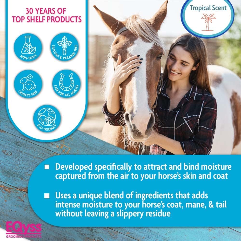 EQyss Premier Marigold Equine Coat Conditioning Spray - Moisturize Horse's Skin & Coat, Add Shine, Detangle, Repel Dirt & Dust, Silicone-free (128 oz)