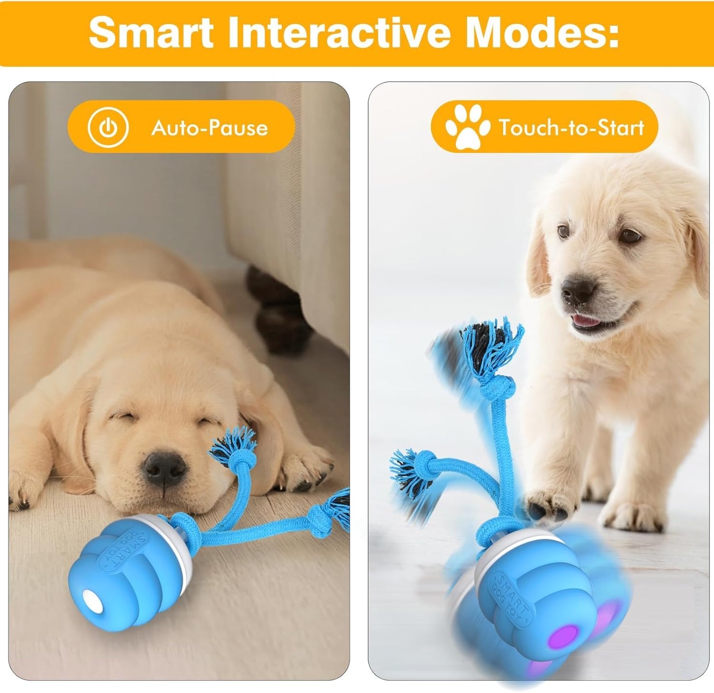 PUHOHUN Interactive Dog Toys Ball - Fun Moving Dog Toys to Keep Them Busy | Rechargeable Smart Automatic Dog Ball for Large, Medium, and Small Puppy Dogs for Boredom, Blue