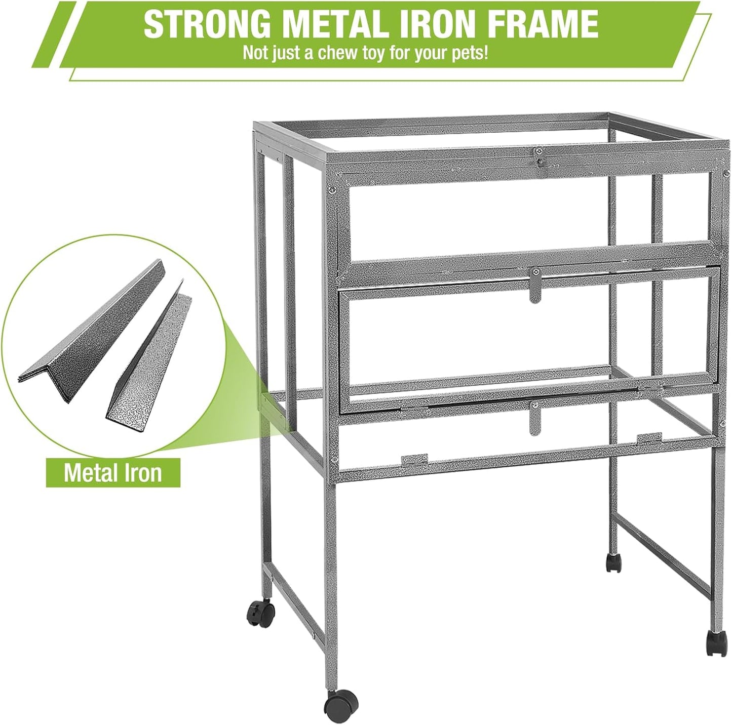 GUTINNEEN Guinea Pig Cage Hamster House with Anti-Chewing Metal Frame Rat Cage with Wheels and Storage