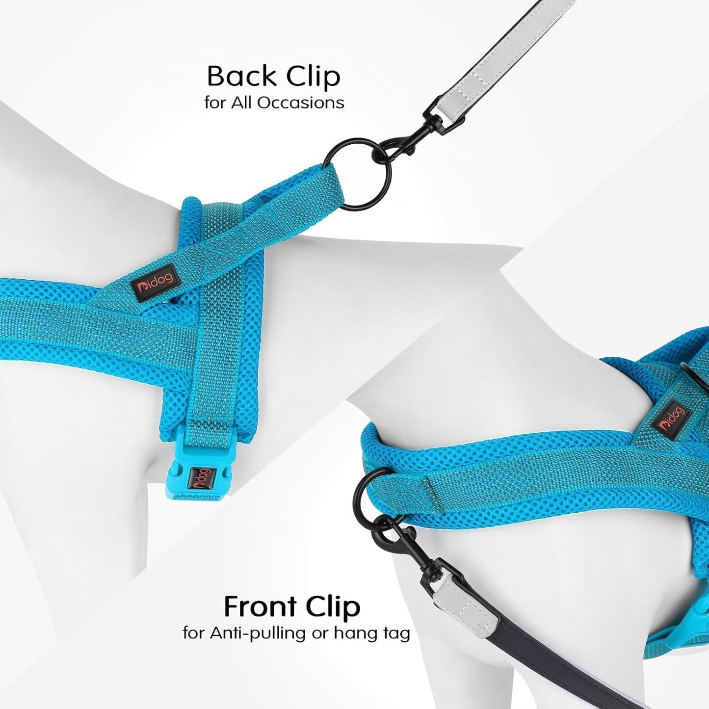 Didog No Pull Dog Harness with Breathable Mesh Padded, Full Reflective & Quick Fit Adjustable Vest Harness, Easy for Training Walking for Small & Medium and Large Dogs (Blue, S:Chest 18-22")