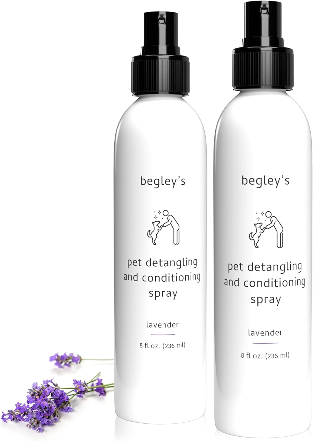 Begley's Pet Detangling Spray - Premium Essential Oil Scented Detangler Spray for Dogs, Puppies & Cats - Dog Leave in Conditioner Spray - Dematting Spray for Dogs & Pets - 8 oz, Lavender