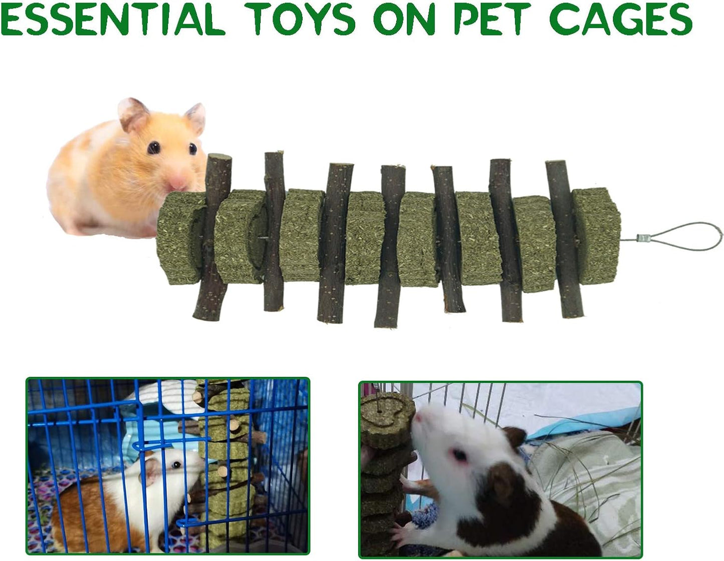 Rabbit Chew Toys for Teeth Grinding Bunny Treats 100% Natural Wood Timothy Grass Treats for Guinea Pigs Chinchillas Hamsters 8pcs